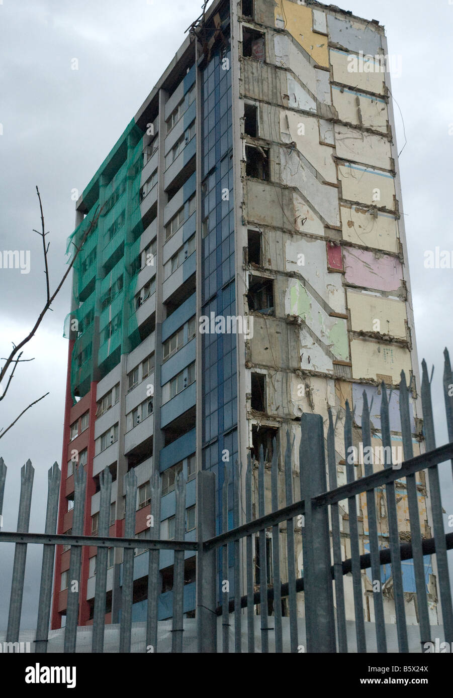 The Linton`s tower block , half way through Demolition (the london bourgh of barking and Dagenham) Stock Photo